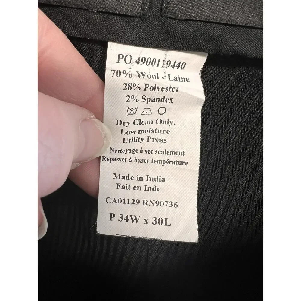 Ralph Lauren High Performance Wool Pants Mens 34x30.5 Black Trouser Front crease